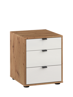 John Lewis Aspen 3 Glass Drawer Bedside Table, White Oak