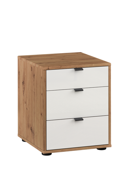 John Lewis Aspen 3 Glass Drawer Bedside Table, White Oak
