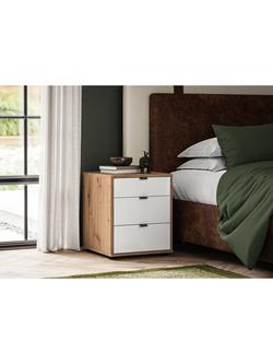 John Lewis Aspen 3 Glass Drawer Bedside Table - view 2, White Oak
