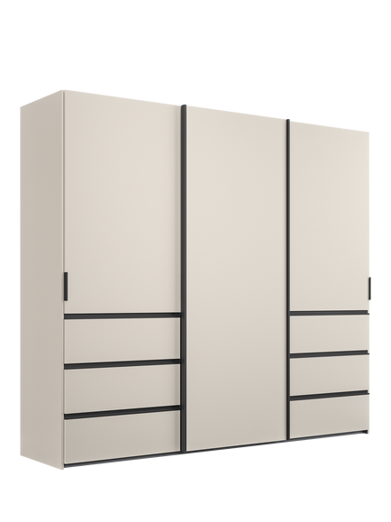 John Lewis Ascot 2.5m Sliding Wardrobe with 3 Doors & 6 Drawers, Champagne