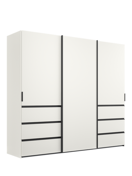 John Lewis Ascot 2.5m Sliding Wardrobe with 3 Doors & 6 Drawers, White