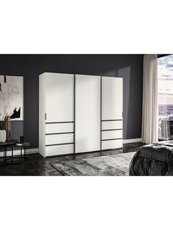 John Lewis Ascot 2.5m Sliding Wardrobe with 3 Doors & 6 Drawers - view 2, White