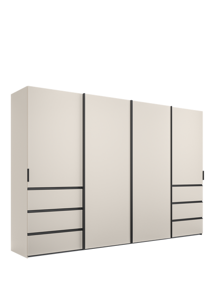 John Lewis Ascot 3.3m Sliding Wardrobe with 4 Doors & 6 Drawers, Champagne