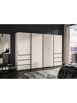 John Lewis Ascot 3.3m Sliding Wardrobe with 4 Doors & 6 Drawers - view 2, Champagne
