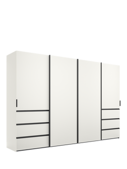 John Lewis Ascot 3.3m Sliding Wardrobe with 4 Doors & 6 Drawers, White