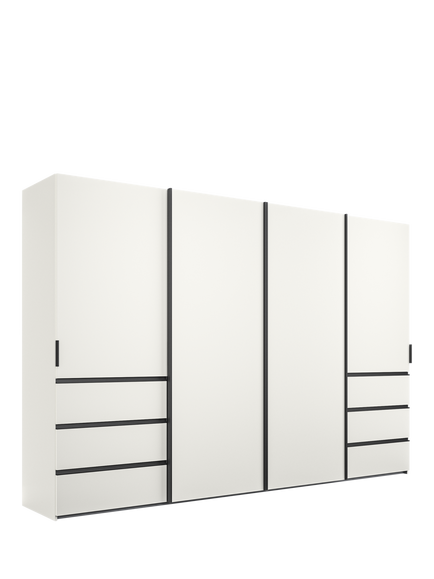 John Lewis Ascot 3.3m Sliding Wardrobe with 4 Doors & 6 Drawers, White