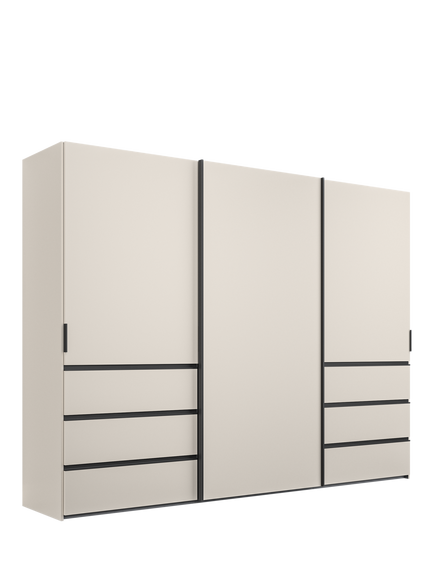 John Lewis Ascot 3m Sliding Wardrobe with 3 Doors & 6 Drawers, Champagne