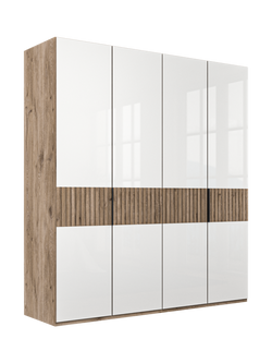 John Lewis Newlyn 2m Hinged Wardrobe with 4 Glass Doors, Nordic Oak