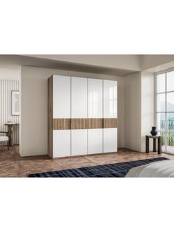 John Lewis Newlyn 2m Hinged Wardrobe with 4 Glass Doors - view 2, Nordic Oak
