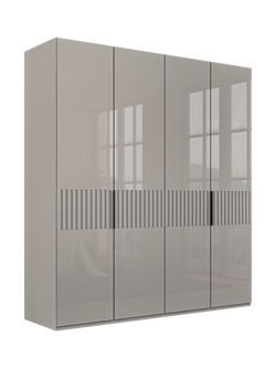 John Lewis Newlyn 2m Hinged Wardrobe with 4 Glass Doors, Pebble Grey