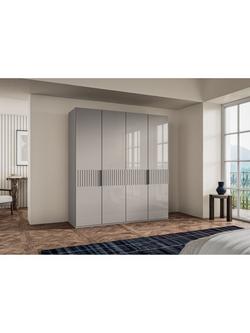 John Lewis Newlyn 2m Hinged Wardrobe with 4 Glass Doors - view 2, Pebble Grey