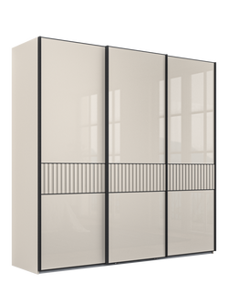 John Lewis Newlyn 2.25m Sliding Wardrobe with 3 Glass Doors, Champagne