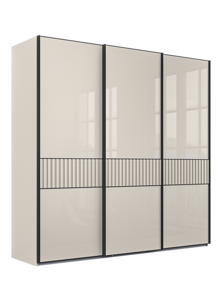 John Lewis Newlyn 2.25m Sliding Wardrobe with 3 Glass Doors, Champagne