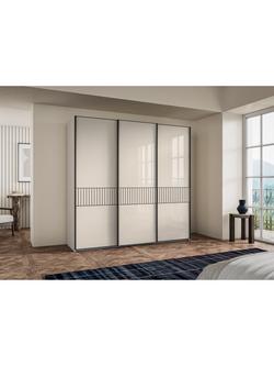 John Lewis Newlyn 2.25m Sliding Wardrobe with 3 Glass Doors - view 2, Champagne