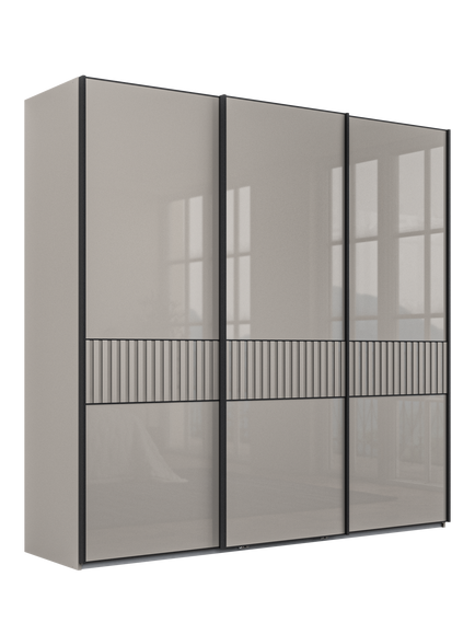 John Lewis Newlyn 2.25m Sliding Wardrobe with 3 Glass Doors, Pebble Grey