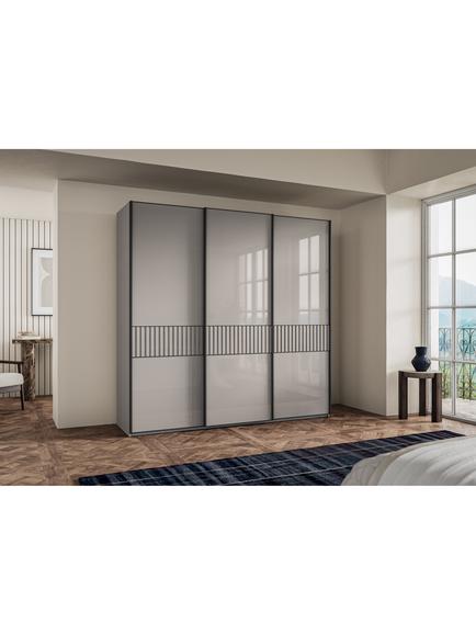 John Lewis Newlyn 2.25m Sliding Wardrobe with 3 Glass Doors - view 2, Pebble Grey