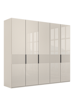 John Lewis Newlyn 2.5m Hinged Wardrobe with 5 Glass Doors, Champagne