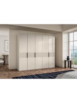John Lewis Newlyn 2.5m Hinged Wardrobe with 5 Glass Doors - view 2, Champagne