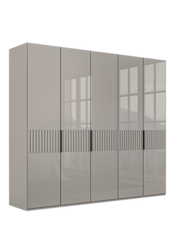 John Lewis Newlyn 2.5m Hinged Wardrobe with 5 Glass Doors, Pebble Grey