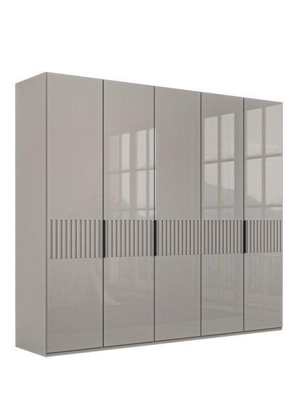 John Lewis Newlyn 2.5m Hinged Wardrobe with 5 Glass Doors, Pebble Grey