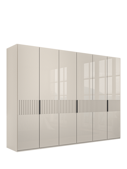 John Lewis Newlyn 3m Hinged Wardrobe with 6 Glass Doors, Champagne