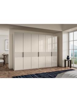 John Lewis Newlyn 3m Hinged Wardrobe with 6 Glass Doors - view 2, Champagne