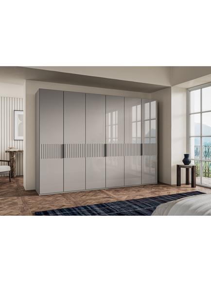 John Lewis Newlyn 3m Hinged Wardrobe with 6 Glass Doors - view 2, Pebble Grey