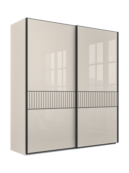 John Lewis Newlyn 2m Sliding Wardrobe with 2 Glass Doors, Champagne