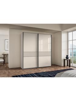 John Lewis Newlyn 2m Sliding Wardrobe with 2 Glass Doors - view 2, Champagne