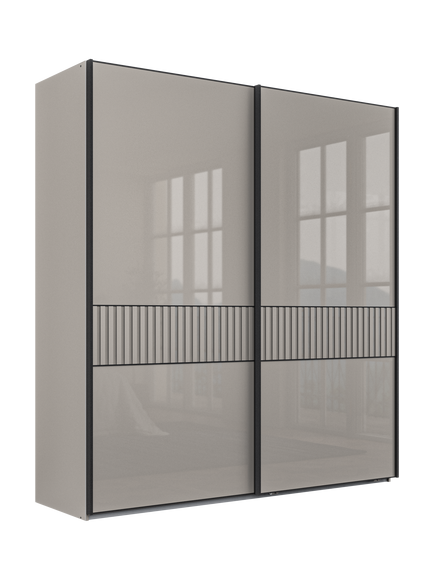 John Lewis Newlyn 2m Sliding Wardrobe with 2 Glass Doors, Pebble Grey