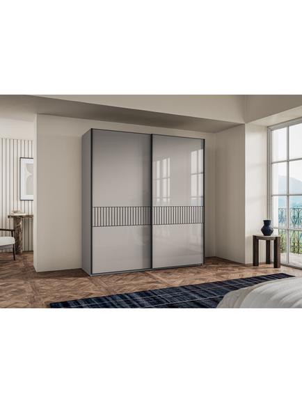 John Lewis Newlyn 2m Sliding Wardrobe with 2 Glass Doors - view 2, Pebble Grey