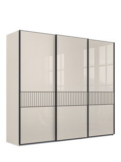 John Lewis Newlyn 2.5m Sliding Wardrobe with 3 Glass Doors, Champagne