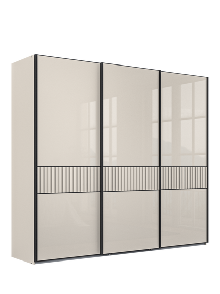 John Lewis Newlyn 2.5m Sliding Wardrobe with 3 Glass Doors, Champagne