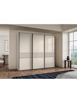 John Lewis Newlyn 2.5m Sliding Wardrobe with 3 Glass Doors - view 2, Champagne
