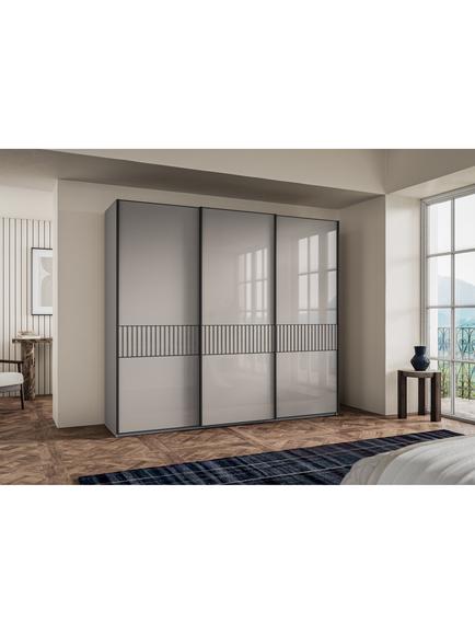 John Lewis Newlyn 2.5m Sliding Wardrobe with 3 Glass Doors - view 2, Pebble Grey