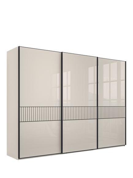 John Lewis Newlyn 3m Sliding Wardrobe with 3 Glass Doors, Champagne