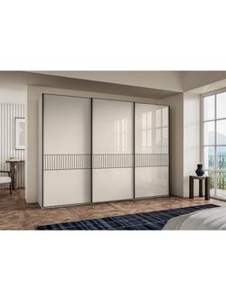 John Lewis Newlyn 3m Sliding Wardrobe with 3 Glass Doors - view 2, Champagne