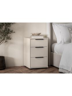 John Lewis Newlyn 3 Glass Drawer Bedside Table - view 2, Champagne