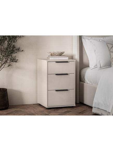 John Lewis Newlyn 3 Glass Drawer Bedside Table - view 2, Champagne