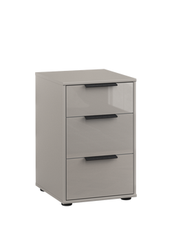 John Lewis Newlyn 3 Glass Drawer Bedside Table, Pebble Grey