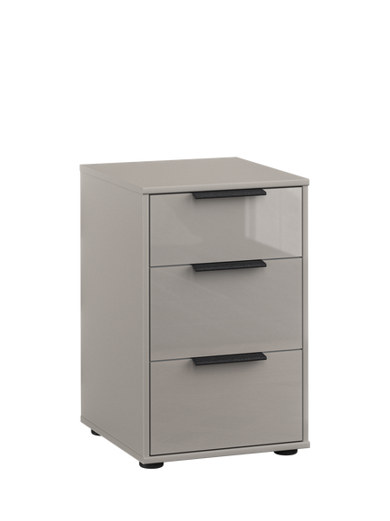John Lewis Newlyn 3 Glass Drawer Bedside Table, Pebble Grey