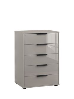 John Lewis Newlyn 5 Glass Drawer Chest, Pebble Grey