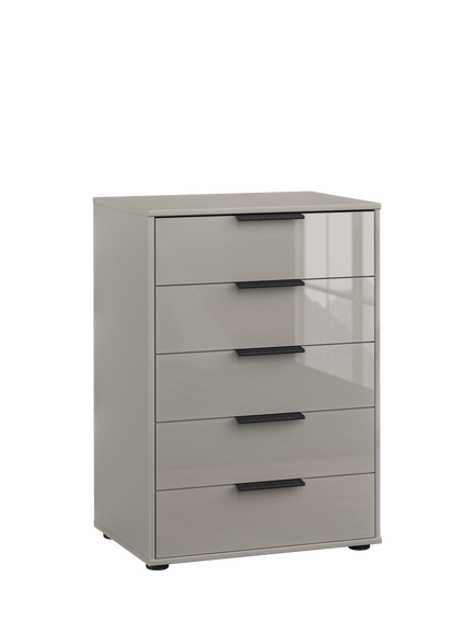 John Lewis Newlyn 5 Glass Drawer Chest, Pebble Grey