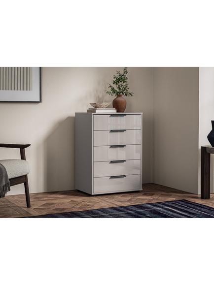 John Lewis Newlyn 5 Glass Drawer Chest - view 2, Pebble Grey