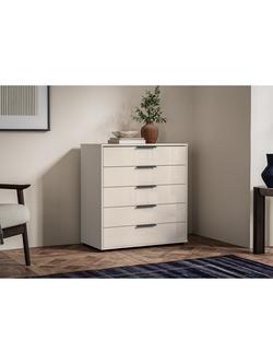 John Lewis Newlyn Wide 5 Glass Drawer Chest - view 2, Champagne