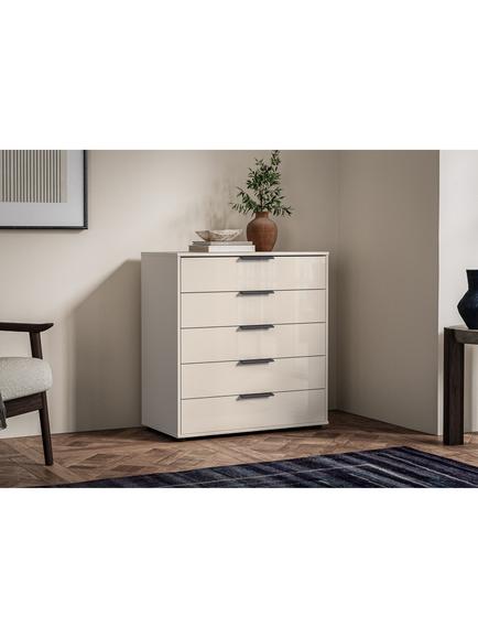 John Lewis Newlyn Wide 5 Glass Drawer Chest - view 2, Champagne