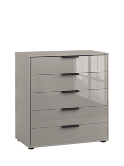 John Lewis Newlyn Wide 5 Glass Drawer Chest, Pebble Grey