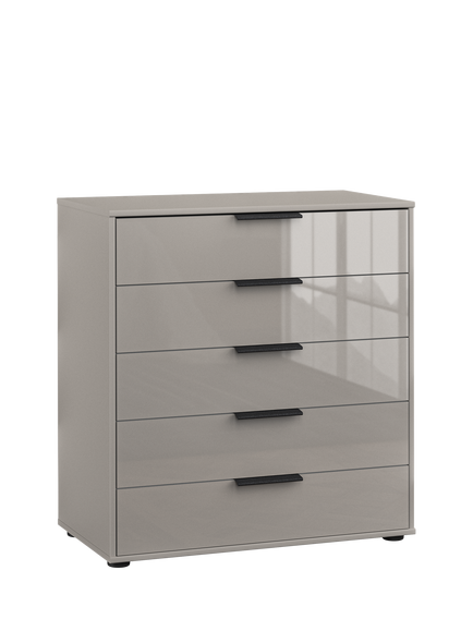 John Lewis Newlyn Wide 5 Glass Drawer Chest, Pebble Grey