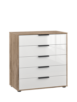 John Lewis Newlyn Wide 5 Glass Drawer Chest, White