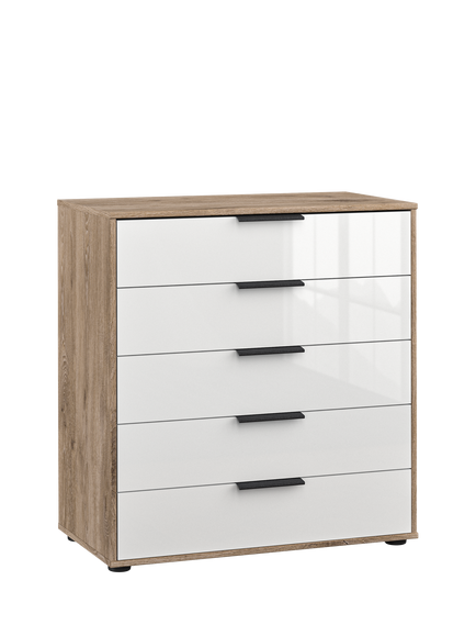 John Lewis Newlyn Wide 5 Glass Drawer Chest, White